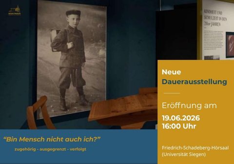 Plakat zur Eröffnung der Dauerausstellung "Bin Mensch nicht auch ich?" des Aktiven Museums Südwestfalen e.V.